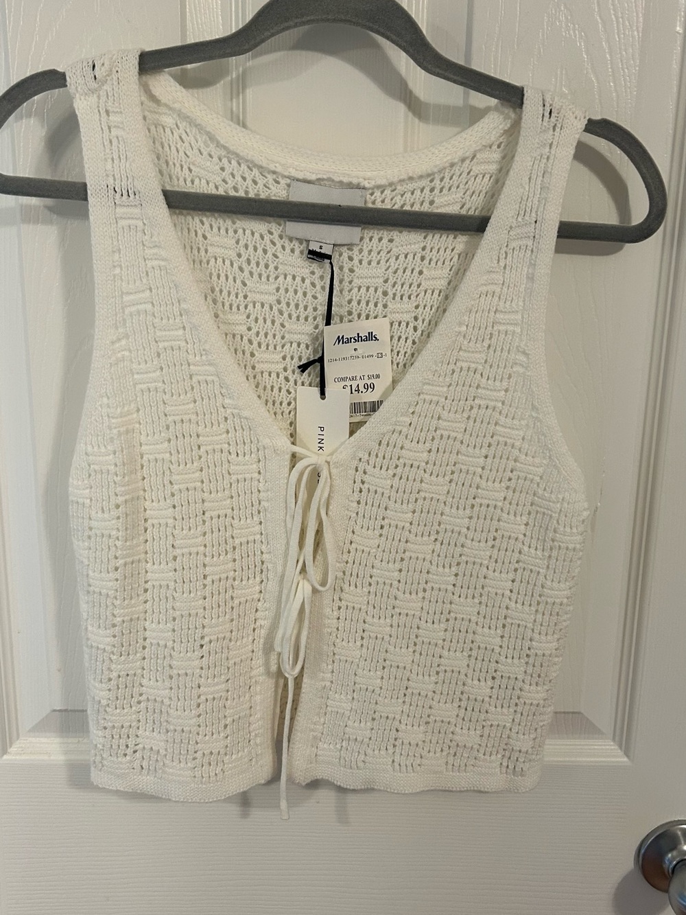 Marshalls Cream Crochet Tie-Front Tank Top